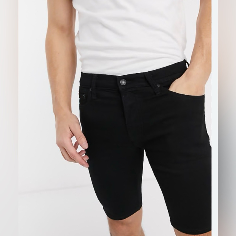 Hollister Men’s Black Skinny Denim Shorts Sz 28